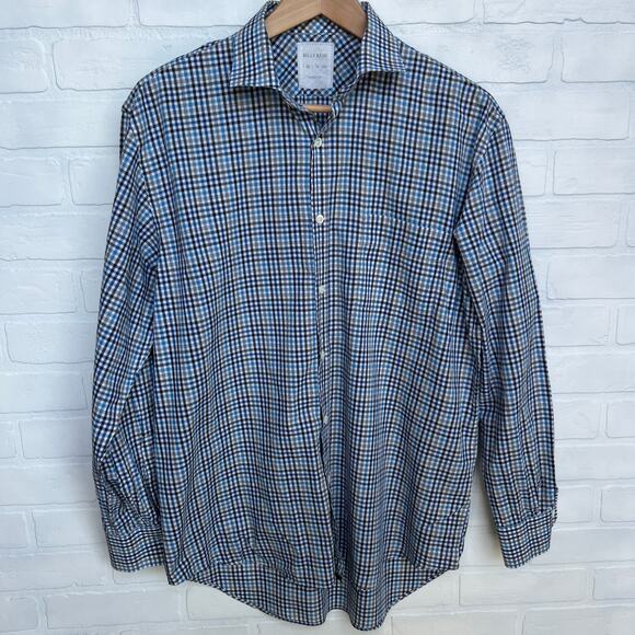 Billy Reid Men's Standard Cut Cotton Blue and Grey Checkered Button Shirt -sz M - Picture 1 of 5
